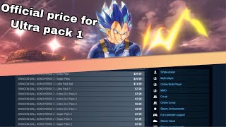 Offcial Price For Ultra Pack 1! (DLC 9) Dragonball XENOVERSE 2