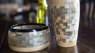 Making A Matching Segmented Bowl & Vase | Blue Stain Pine & Ebony | Woodturning