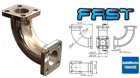 48- Fast Version SolidWorks Tutorial: 90º elbow pipe with welded flanges - DN15