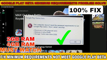 Minimum Requirements Not Meet Google Play Beta PC Solution #googleplaybeta #googleplaybetapc
