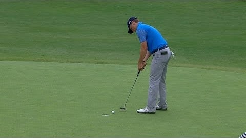 Jordan Spieth’s approach to 2 feet from an awkward lie at AT&T Byron