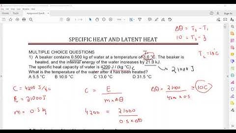 Specific heat capacity and heat capacity questions IGCSE Physics lesson 19 part c