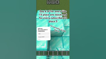 Day 6 of for every sub I’ll place 5 blocks and for every like I’ll place 1 block #minecraft