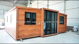 20ft expandable container house with wood grain cladding panel