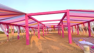 Trusst pandal with ceiling //fabric colour white pink pitch /bottom work at Bagra