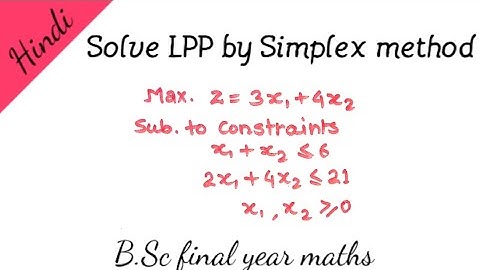 Linear programming problem (LPP) simplex method in Hindi.