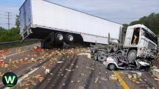 Tragic! Ultimate Near Miss Video Of Biggest Truck Crashes Filmed Seconds Before Disaster