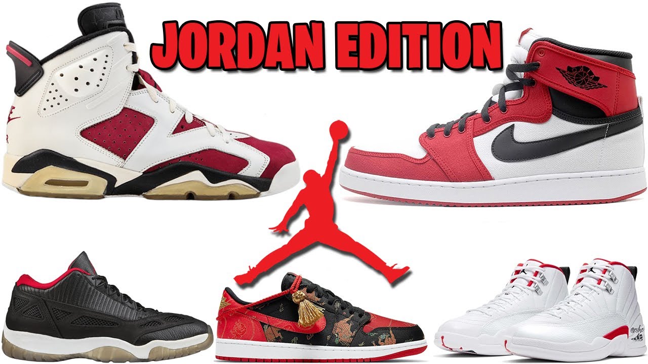 AIR JORDAN 6 CARMINE, JORDAN 1 KO CHICAGO, JORDAN 11 IE BRED, AJ 12 ...