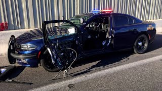 Trooper almost hit by car.