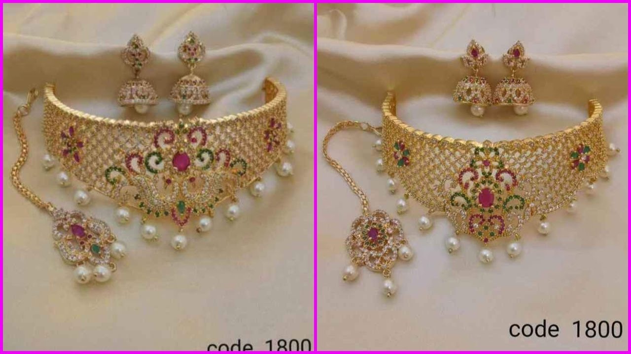 1 Gram Gold Choker Necklace Sets With Price 1 gram gold chokers with price || cz choker sets buy online || bridal