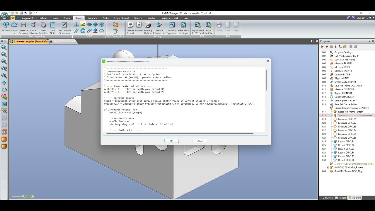 CMM Manager   6 Hole Pattern with Variable Size