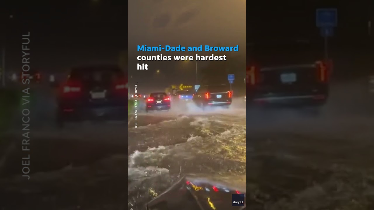 Heavy rains and high winds in South Florida knock out power, flood streets #Shorts