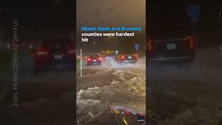 Heavy rains and high winds in South Florida knock out power, flood streets #Shorts