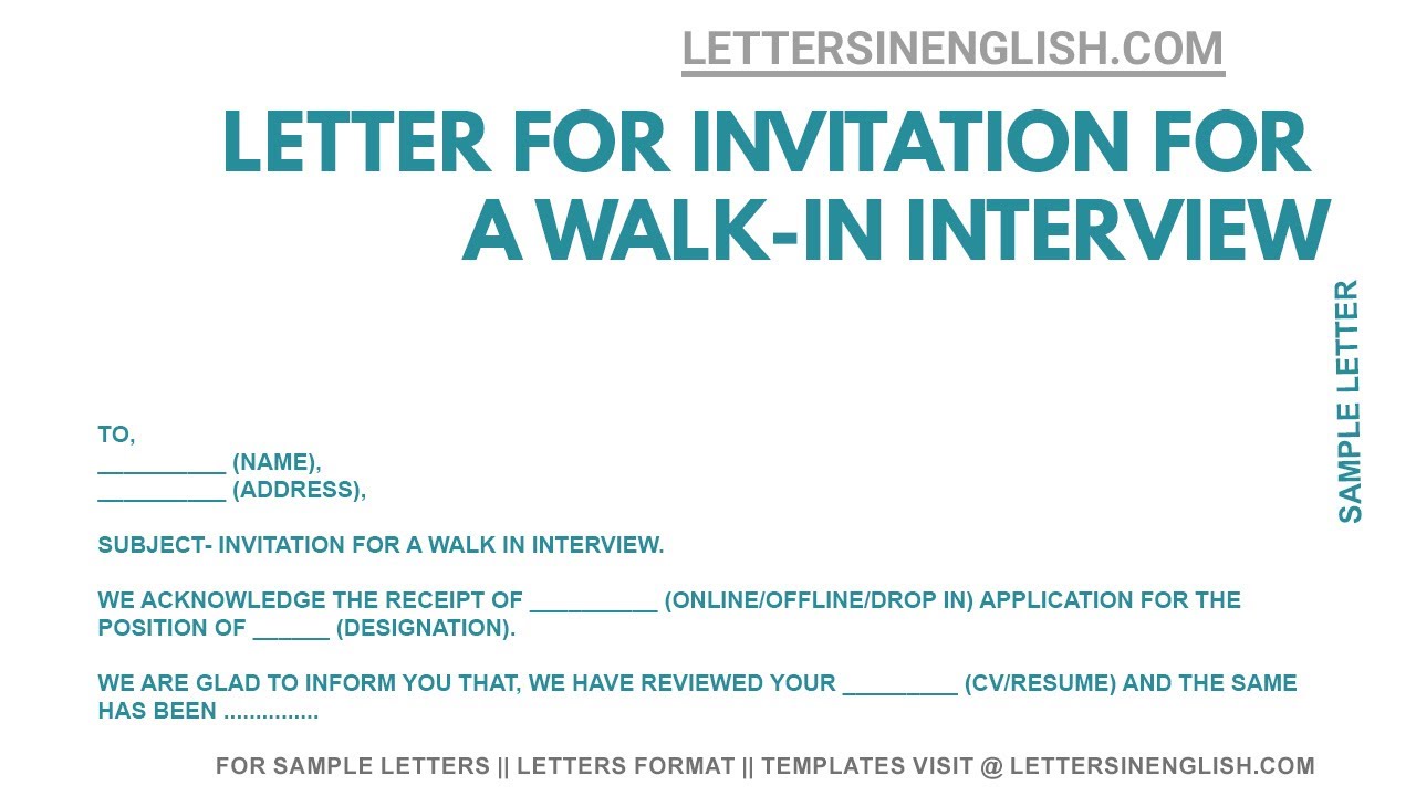 application letter for walk in interview