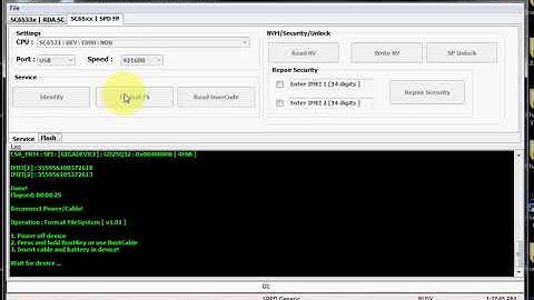 How to format Calme C116 spd 6531E and boot key is