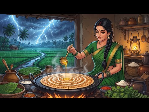 A Mother’s Peaceful Rainy Day 🌧️ | 1990s Indian Village Life & Family | Ghibli Style ASMR
