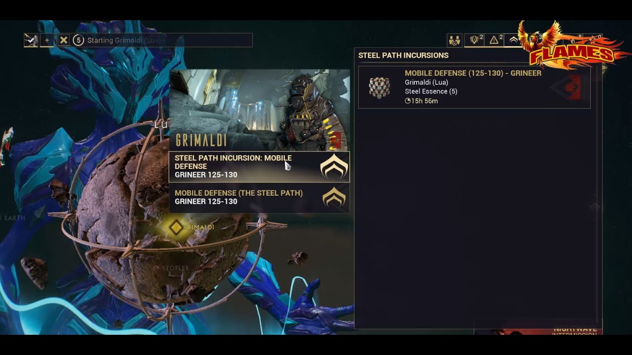 Warframe Steel Path Incursion Grimaldi (Lua) Mission Mobile Defense level 125-130