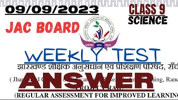 Weekly Test Answer Key Science l  JAC BOARD Class 9 l FA - 2 l