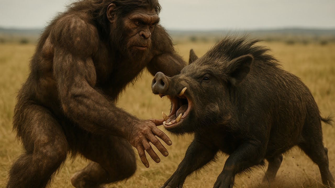 Life 6.8 Million Years Ago - The Grassland Boar Hunt: A Primal Odyssey