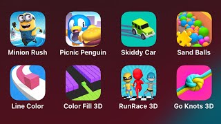 Minion Rush, Picnic Penguin, Skiddy Car, Sand Balls, Line Color 3D, Run Race 3D, Go Knots 3D screenshot 1