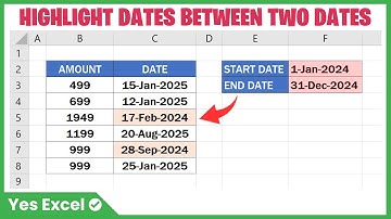 Highlight Dates Between Two Dates in Excel
