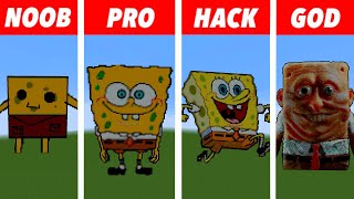 Pixel Art (NOOB vs PRO vs HACKER vs GOD) SpongeBob Squarepants in Minecraft