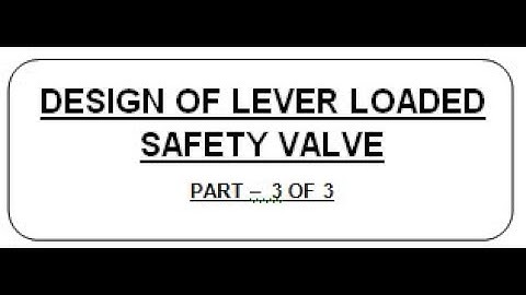 L 10.3 : DESIGN OF LEVER LOADED SAFETY VALVE