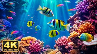 Aquarium 4K VIDEO (ULTRA HD) - Beautiful Coral Reef Fish - Sleep Relaxing Meditation Music