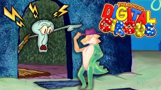 Squidward kicks out Gummigoo Digital Circus Dr Livesey Walk