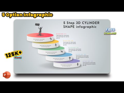 42.PowerPoint 5 Step 3D Stacked Cylinder Infographic | Graphic illustrator | Free Slide