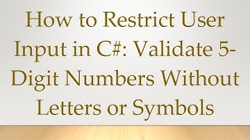 How to Restrict User Input in C# : Validate 5-Digit Numbers Without Letters or Symbols