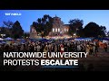 Police mass near UCLA protest camp, a day after violent clashes