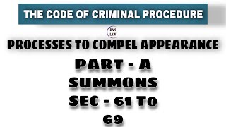 SUMMONS IN CRPC | SECTION 61 TO 69 CRPC | PROCESS TO COMPEL APPEARANCE | PART A