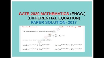 GATE-2020 MATHEMATICS (ENGG.) (DIFFERENTIAL EQUATION) PAPER SOLUTION(2017) | Gate2020 |