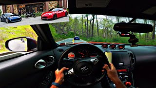 BIKE CHASES TWO 370Z's ON TOUGE! POV | *TOMEI EARGASM* [4K]