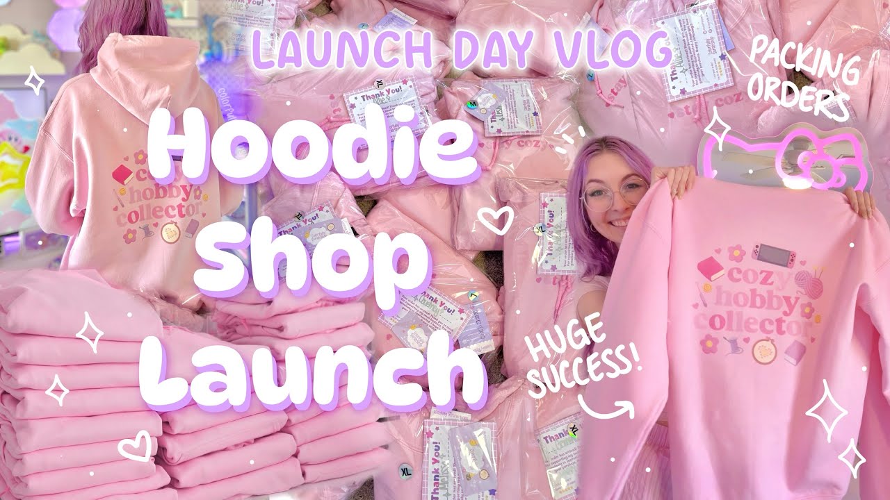 SUCCESSFUL launch, packing orders, prepping hoodies🌸 Small business studio vlog cozy hobby collector
