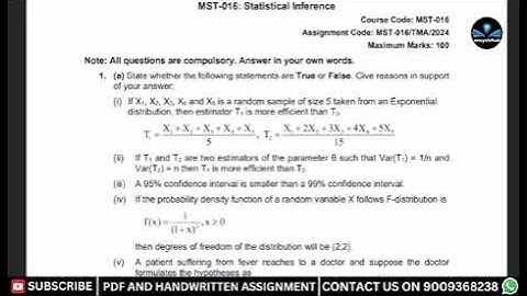(ii) If T1 and T2 are two estimators of the parameter θ such that Var(T1) = 1/n andVar(T2) = n then