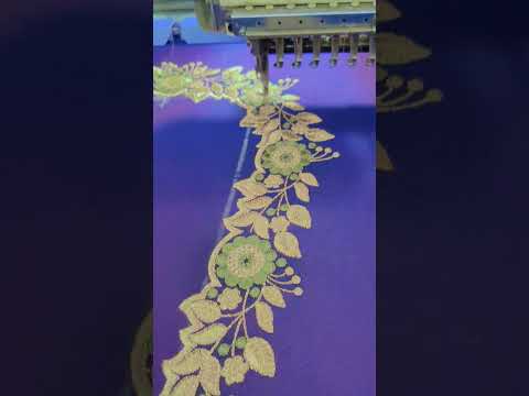 beautiful flower design with pista green nad gold zari#embroidery works nizamabad#shorts#reels#viral
