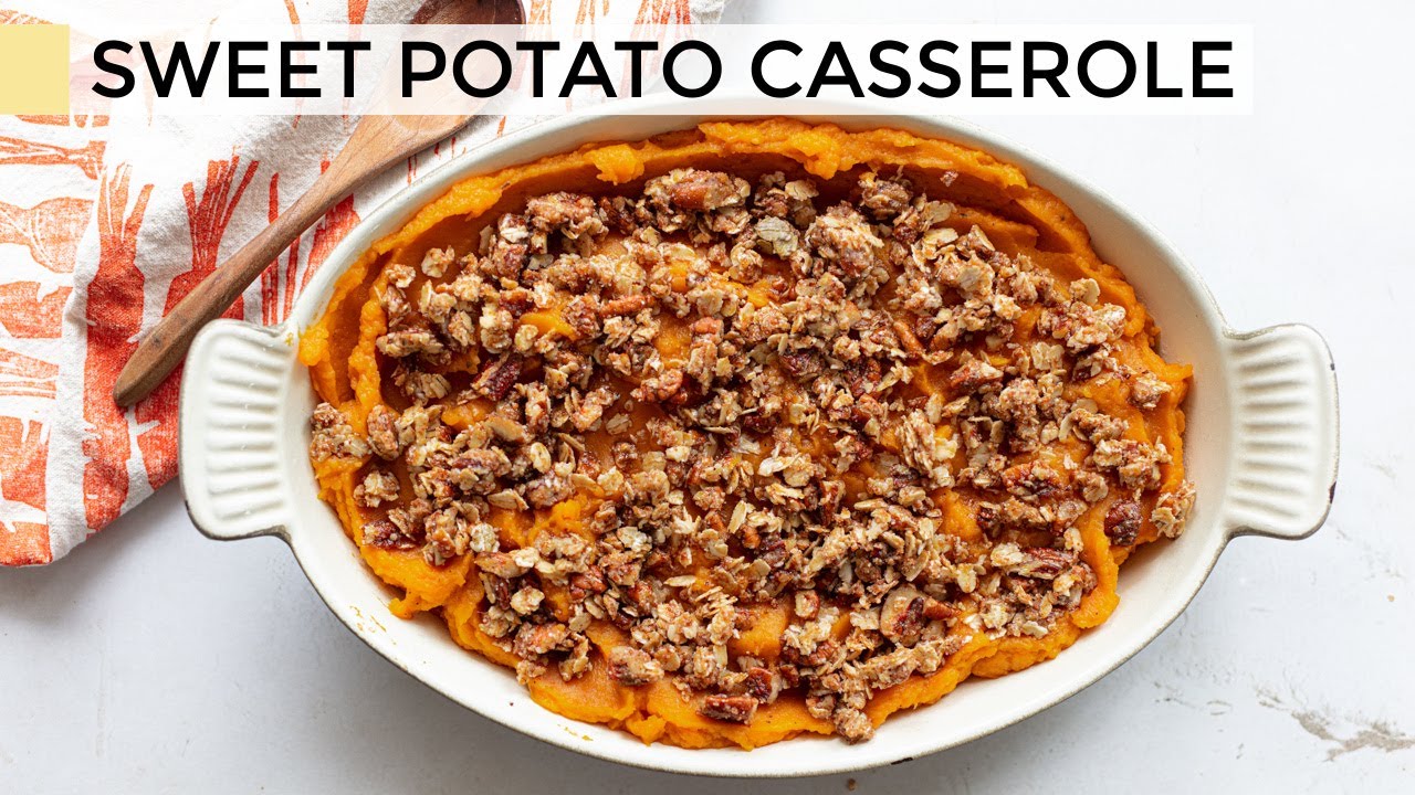 SWEET POTATO CASSEROLE healthy recipe with a delicious pecan oat