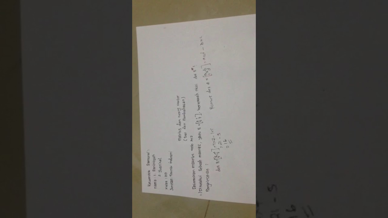 determinan matriks berordo 2x2 YouTube determinan matriks berordo 2x2 YouTube