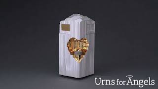 Heart Cremation Urn for Ashes Pearlescent White and Gold