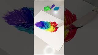 🌈 Watch the Magic of Colors Unfold | Rainbow Feather Acrylic Painting Art #shorts #youtubeshorts