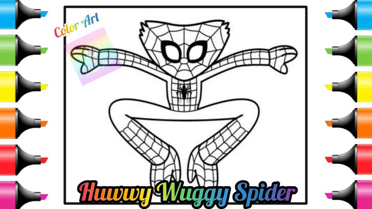How to draw Huwwy Wuggy - Spiderman , Coloring pages , Marvel , Superhero , Kids , Cartoon - YouTube