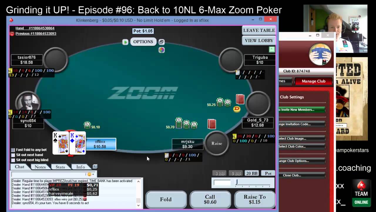 Grinding it UP! 96 Back to 10NL 6Max Zoom Poker YouTube