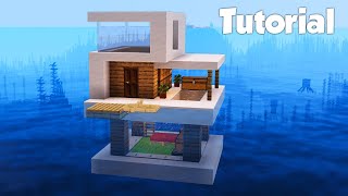 Minecraft: How To Build A Small Modern House On Water Tutorial (Easy)