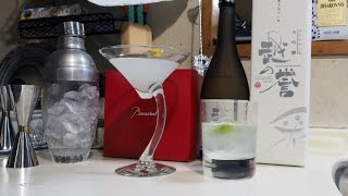 誕生日に頂いた日本酒とグラスで作った日本酒ベースのカクテル　サムライ＆サムライ・ロック　素人カクテル cocktail