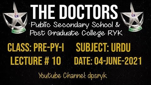Class Pre-Py-1 Urdu Lecture # 10 [04-June-2021] dpsryk
