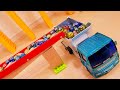 マーブルランレースASMR×ダンプトラック HABAのスロープ&くみくみスロープ Marble run rolling ball and Cars HABA Wave Slope & DumpTruc