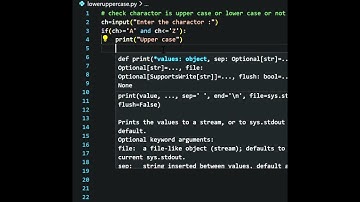 Check a given character Uppercase or Lowercase  in python #pythonprogramming#python #pythontutor
