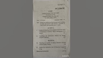 B.Ed 4th Semester Question Paper 2025 | Understanding the Self | Punjabi University Patiala